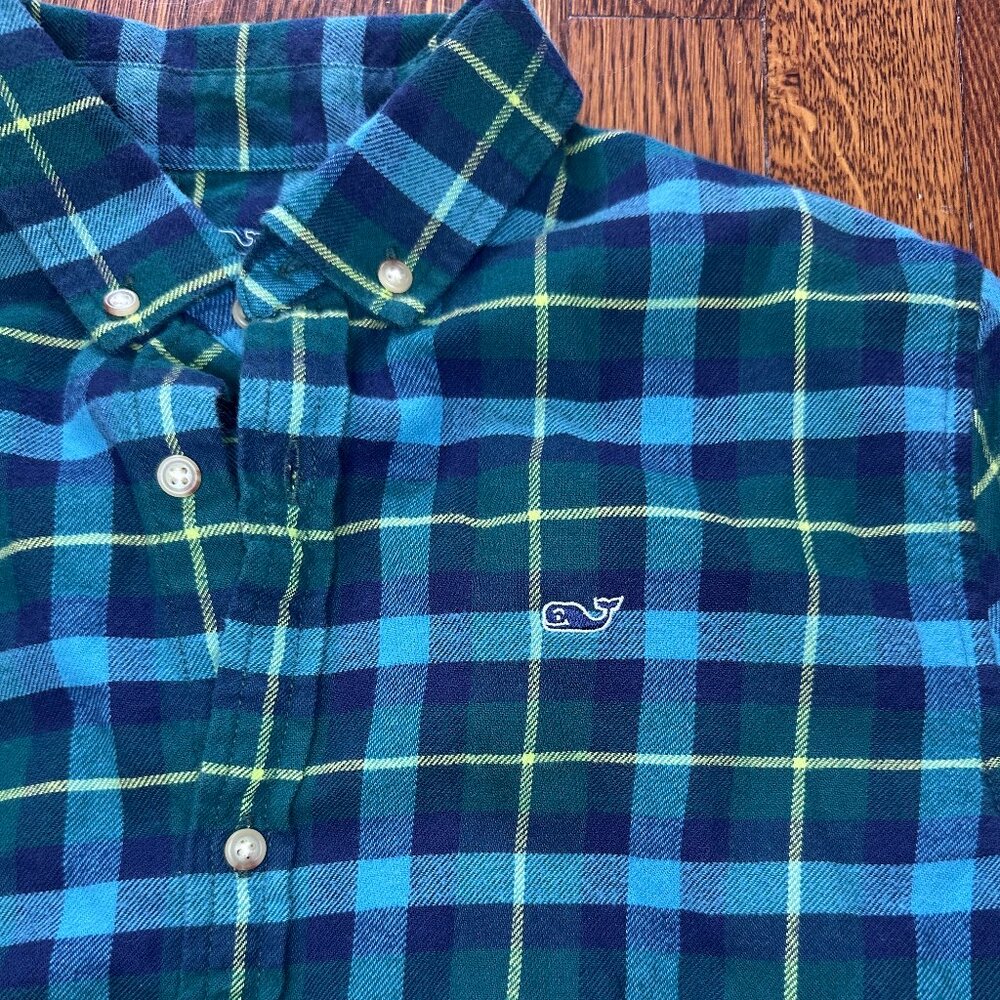 Boys Vineyard Vines Flannel Plaid Shirt size L